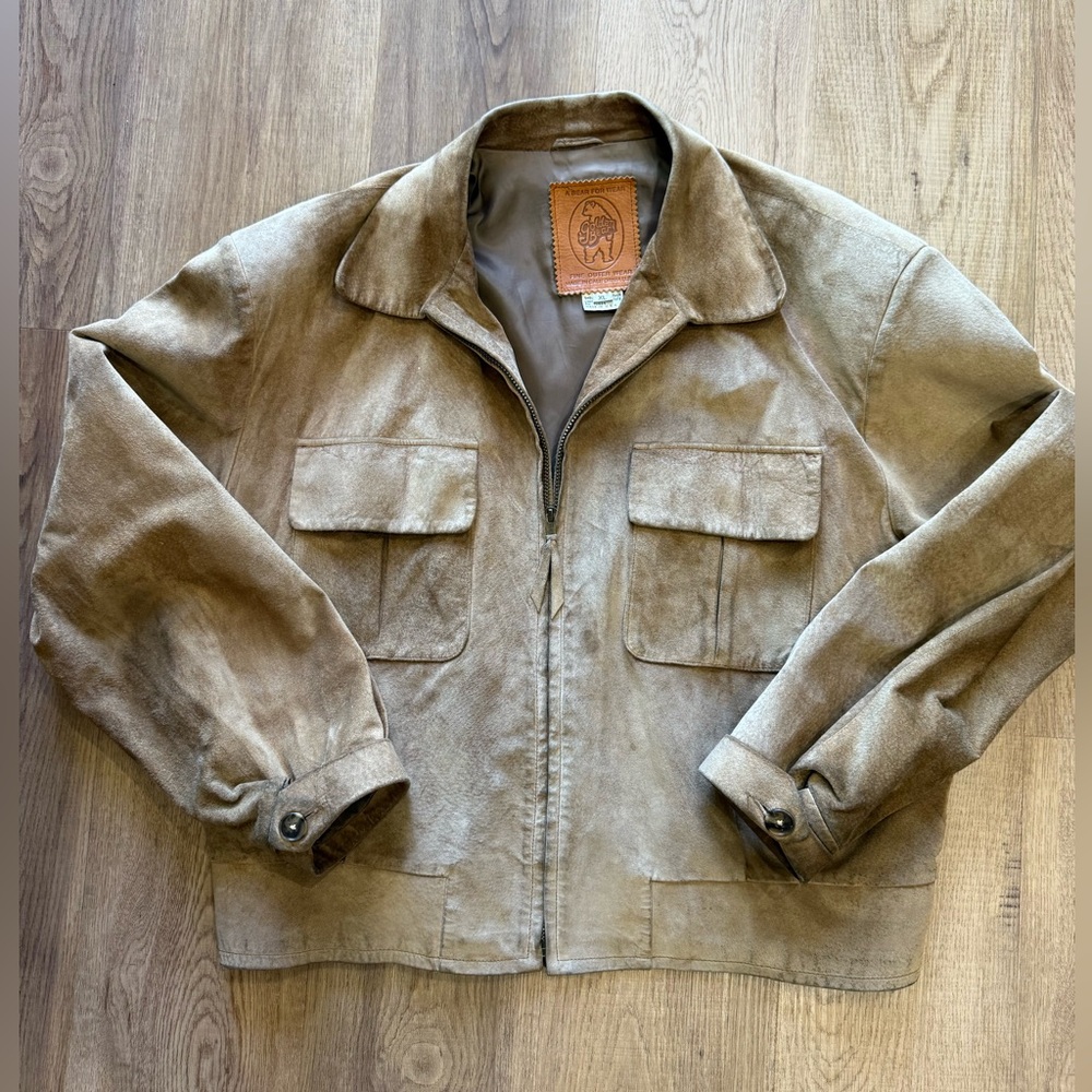 Vintage 70s/80s Golden Bear Suede Leather Jacket XL Patina USA Made
